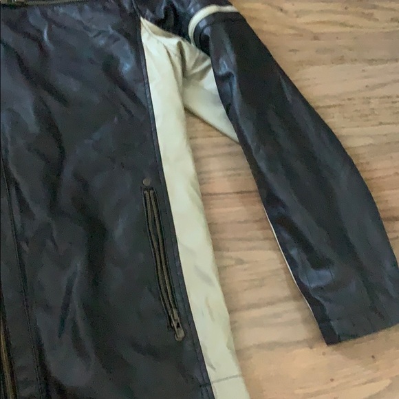 Faux leather men’s motorcycle jacket two-tone med - Picture 4 of 7